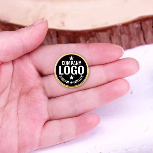 Custom Pins with Logo - Customized Buttons for men Women Customized pin - color: Round and Gold