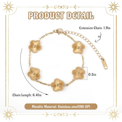 Bracelet Bangle Set, 4pcs Stackable Four Leaf Gold Bracelet Set for Wife Mom Girlfriend - color: Gold (K1)