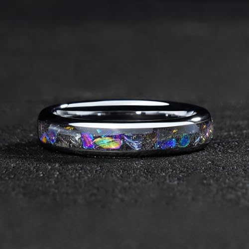 4mm 6mm 8mm Tungsten Rings With Various Inlay Materials Couples Matching Engagement Wedding Promise Matching Ring Set for Women Men - color: Silver Space 8mm