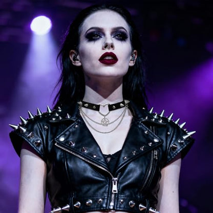 OIDEA Heart-Shaped Leather Choker for Women: Black Punk Gothic Spike Choker Collar with Five-Pointed Star Pendant Adjustable Chain Necklace Jewelry Gifts