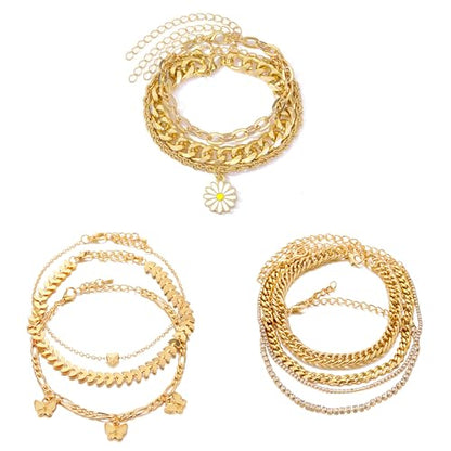 KOSMOS-LI 60 PCS Gold Plated Jewelry Sets with Costume Necklaces, Bracelets, Earrings, Knuckle Rings for Women - color: 60gold