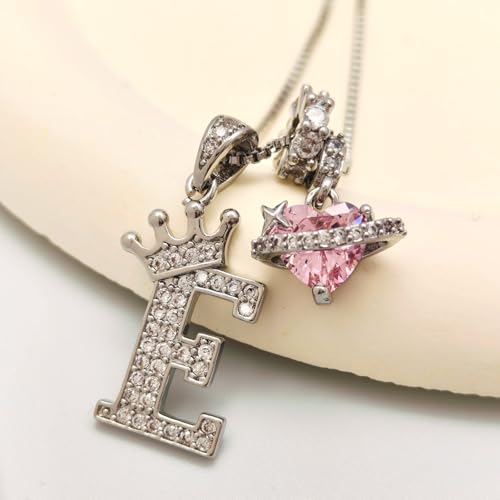 18K Gold & Silver Plated Initial Necklaces for Women - color: E-Silver