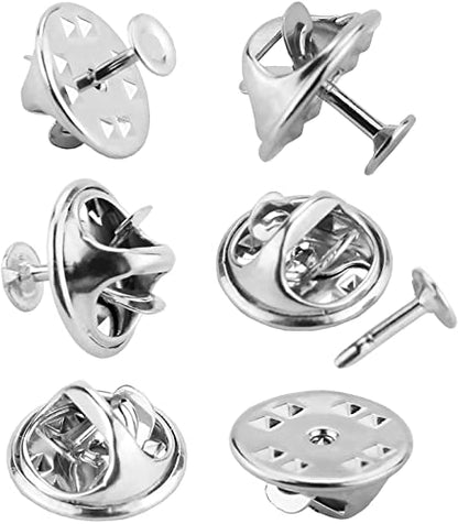 JANYUN 120 Pairs Butterfly Clutch Tie Tacks Metal Safty Secure Pin Back | Silver,Metal Holder Clasp Lock Backings,Replacement with 8mm Length 10mm Width Blank Pin for Brooch Lapel Enamel Craft Making - color: Silver, size: 10mm