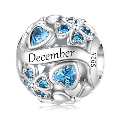 LNQOBU 925 Sterling Silve Lucky Birthstone Charm for Bracelets, With 5A Cubic Zirconia Birthday Charms Dangle Pendant Bead for Pandora Bracelets and Necklaces - color: L1-December
