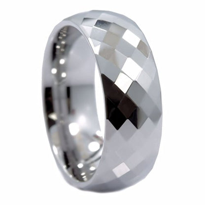 Tungsten Carbide Faceted Honeycomb Wedding Band Plated in Gold, Rose Gold or Black Ring - color: Polished-8mm