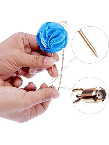 Shappy 15 Pcs Men's Satin Lapel Flower Pins with Metal Chain, Handmade Multi-color Boutonniere Pins with Gift Box for Career Suit Tuxedo of Shirts Tie Birthday Wedding Party Supply