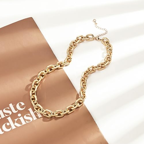 Moodear Layered Necklace for Women 14K Gold Plated/Silver Plated Cuban Link | Paperclip Chain Toggle Clasp, Chunky Layered Design, Fashion Jewelry, Daily Wear & Special Occasions - style: Gold Paperclip