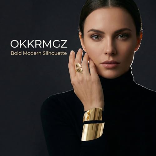 2Pcs Gold Jewelry Sets for Women Bracelet and Ring Set Elegant Rings Bracelets Chunky Pack of Accessories Bangle Fashion Minimalist Everyday Wear