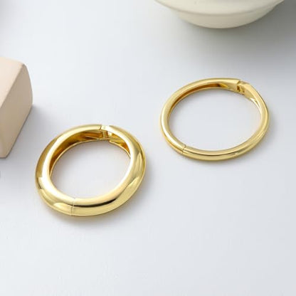 2pcs Gold Bangle Bracelets for Women, Trendy Hinged Cuff Open Wide Chunky Gold Bracelet Stack Arm Cuff Jewelry for Women - color: I-Gold Bangle