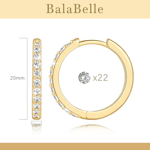 14K Gold Hoop Earrings Small Gold Huggie Hoop Earrings for Women | 14K Gold Earrings for Women CZ Gold Hoop Earrings Lightweight Hypoallergenic Gold Hoop Earrings for Women 12/14/16/20/25/30mm - size: 20mm