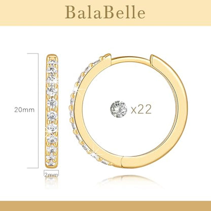 14K Gold Hoop Earrings Small Gold Huggie Hoop Earrings for Women | 14K Gold Earrings for Women CZ Gold Hoop Earrings Lightweight Hypoallergenic Gold Hoop Earrings for Women 12/14/16/20/25/30mm - size: 20mm