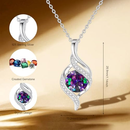FANCIME Birthstone Necklace for Women Jewelry Gift for Her | Infinity Love Pendant Sterling Silver, Birthday Gift for Women, Adjustable 16+2" - color: 06 - Created Alexandrite