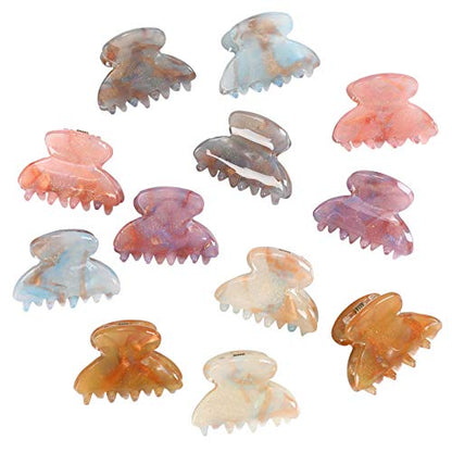 Molans 12 Pcs Small Hair Clips Mini Claw Jaw Clips Women Girls Thin Hair | Tiny Short Acrylic Cute Clips Non Slip Little Hair Accessories Clamps for Half Updo Styling Fine Hair Bangs Kids Toddlers - color: sequins