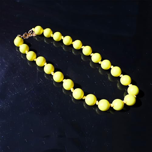 JNF Chunky Beaded Necklaces Women Large Big Ball Bead Choker Necklace Bold Statement Beads jewelry Gift - color: yellow bead choker