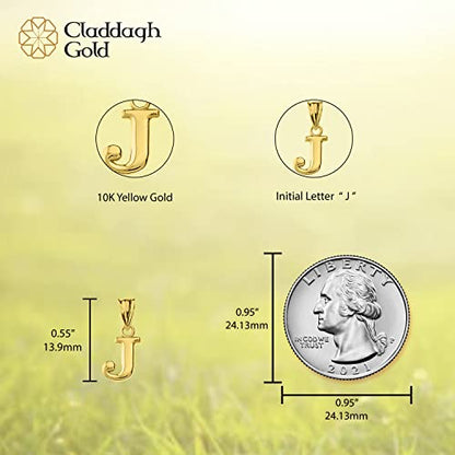 10K Yellow Gold Fine Mini Dangling Initial A-Z Charm 1/2" Pendant - Choice of Initial Letter - style: Letter J Initial Charm