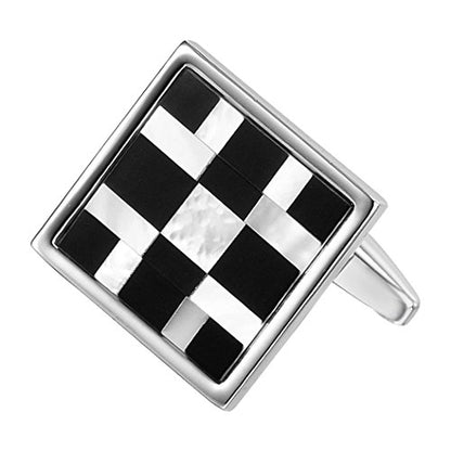 Urban Jewelry Mens Stainless Steel Nautical Knot Cufflinks Formal Wear | Nautical Cufflinks Stainless Steel Rust Resistant Finish Formal Wear Essential Business Style Essential Design - color: Onyx & Real Shell Men's Cufflinks