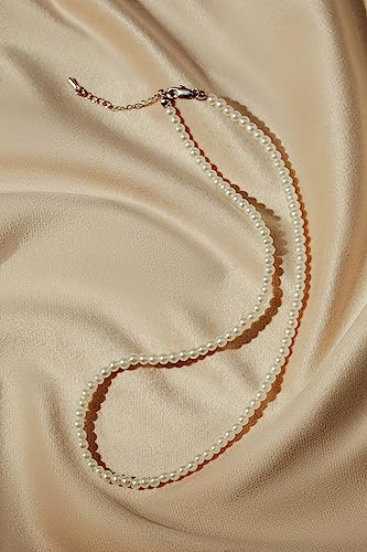 BABEYOND Round Imitation Pearl Necklace Wedding Pearl Necklace for Brides - color: White, size: 4mm