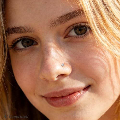 davka 20G L Shape Nose Studs 6PCS, 7mm Bar 3mm CZ Stainless Steel Nose Rings for Nostril Piercing, Small Snug Fit Nose Stud Jewelry for Daily Wear Work Sleep Women Men - color: 20G Silver L-Shape Studs
