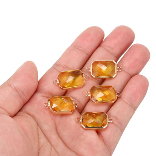PATIKIL Birthstone Connector Link, Diamond Clear Charm Links, Glass Jewelry Findings Crystal Bead Link for Drop Dangle Pendants Necklace Bracelet Earring - color: Golden Tone