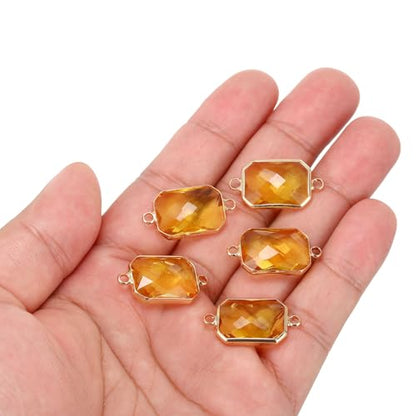 PATIKIL Birthstone Connector Link, Diamond Clear Charm Links, Glass Jewelry Findings Crystal Bead Link for Drop Dangle Pendants Necklace Bracelet Earring - color: Golden Tone