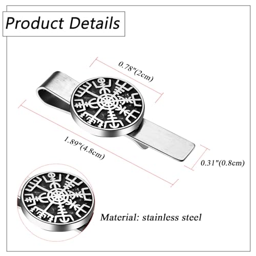 Mens Viking Cufflinks and Tie Clip: Norse Viking Tuxedo Shirt Cuff Links and Cool Tie Clip Shirt Accessories for Business Valentines Christmas Birthday - style: Compass Tie Clip