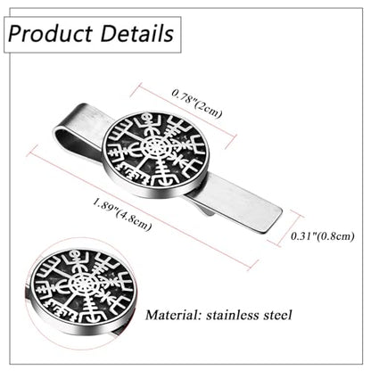 Mens Viking Cufflinks and Tie Clip: Norse Viking Tuxedo Shirt Cuff Links and Cool Tie Clip Shirt Accessories for Business Valentines Christmas Birthday - style: Compass Tie Clip