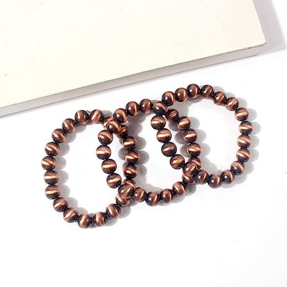 KOSMOS-LI Western Style Multi Layer Necklaces Bracelet Earrings Faux Pearl Cowgirl Beaded Women Jewelry Sets - color: bronze21090