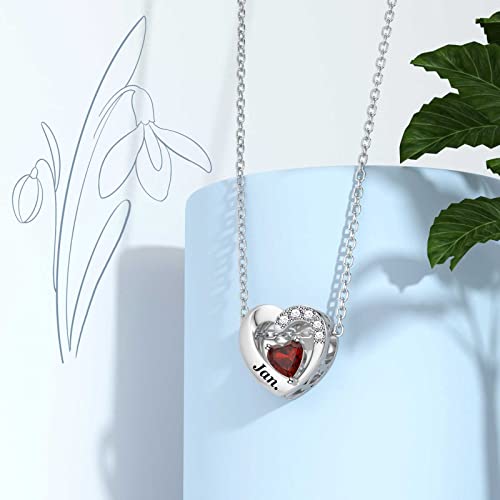 SEVENWELL Jan-Dec Birthstone Charms for Pandora Bracelets, Heart Charm | Fits Most European Charm Bracelets, Sparkling Heart CZ, Birth Flower Engraved, Gift Ready, Nickel-Free - color: January Birthstone Charm