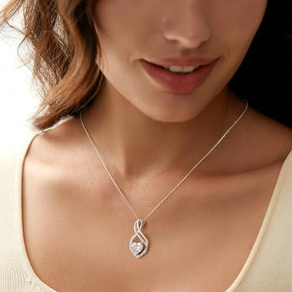 MOOSEA 1-3ct Moissanite Infinity Necklaces for Women, 925 Sterling Silver | D-E Color VVS1 Clarity Lab Grown Moissanite, Anniversary Birthday Gifts for Women Wife, Infinity Moissanite Pendant