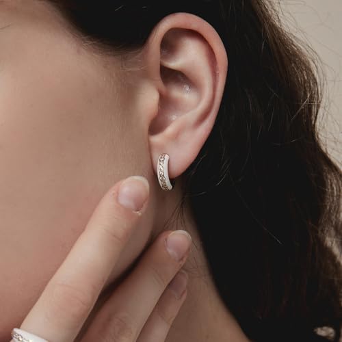 ARSIS Heart Charm Huggie Hoop Earrings for Women, Dainty 18K Gold Plated Heart Drop Hoops with CZ, Hypoallergenic, 925 Sterling Silver Posts, Tarnish-Free, Lightweight Jewelry Gift for Her - color: French Coast Hoops