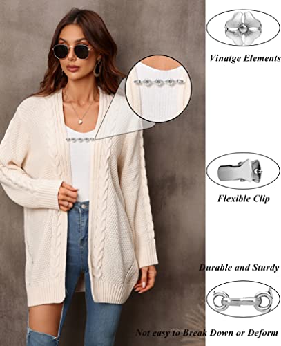 12pcs Vintage Sweater Shawl Clips Retro Cardigan Collar Shirt Waist Dresses Chain Clip Antique Flowers Pattern Brooch Pins for Women - style: A:12Pcs