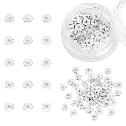 Silver Plated Hexagon Spacer Beads 4x1.5mm 50pcs for Jewelry Making Findings Non Tarnish - color: Silver, size: 4x1.5mm Hexagon