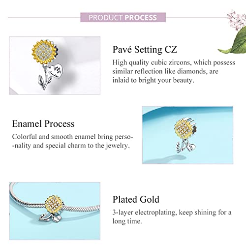 Sunflower Charm Fit for Pandora Charms Bracelet and Necklace You Are My Sunshine Charm Gifts for Women - style: Sunflower charms