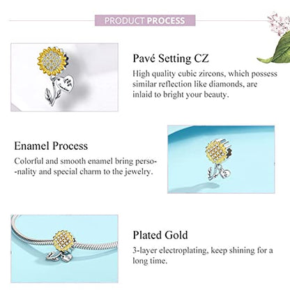 Sunflower Charm Fit for Pandora Charms Bracelet and Necklace You Are My Sunshine Charm Gifts for Women - style: Sunflower charms