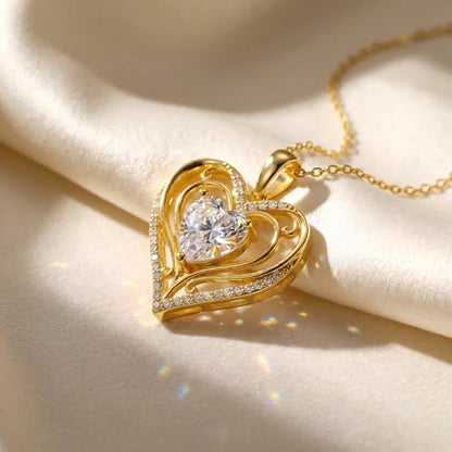 KQ&TTENG Heart Necklaces for Women 14K Gold Plating Hearts Necklace CZ Romantic Rose Pendant Mothers Day Anniversary Birthday Gift for Wife Mom Her - style: 13-Filigree Heart Necklace