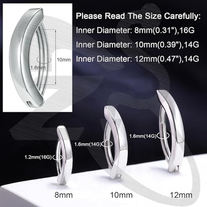 ZS 14G Clicker Belly Button Rings for Women, 925 Sterling Silver Belly Barbell Piercing Gold Reverse Curved Navel Barbell Body Jewelry - color: Sliver,Inner diameter:10mm