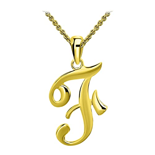 SEA OF ICE Letter Initial Necklace, Alphabet Letter Pendant Necklace, Sterling Silver, Gold, Rose Gold Necklace for Women, Elegant Initial Necklaces, Personalized Custom Women's Necklaces - color: Yellow Gold - T