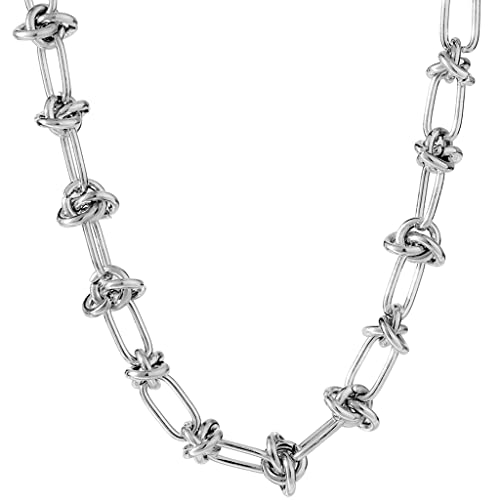 Jude Jewelers Stainless Steel Knotted Braid Chain Classical Plain Collar Choker Necklace - color: Silver