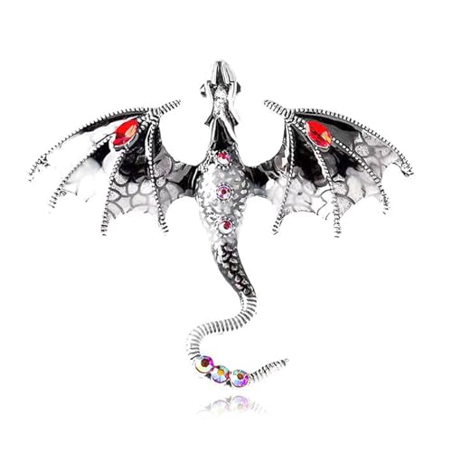 Collar Chain Pin for Men and Women - Hanging Tassel Brooch Lapel Pin for Business Suits - Bar Pin With Long Chain - Gifts - color: O: Dragon brooch gray