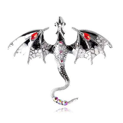 Collar Chain Pin for Men and Women - Hanging Tassel Brooch Lapel Pin for Business Suits - Bar Pin With Long Chain - Gifts - color: O: Dragon brooch gray