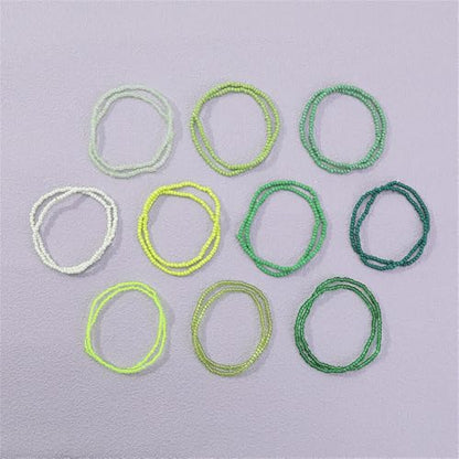 18Pcs Boho Stackable Beaded Bracelets for Women Colorful Handmade Multilayered Rice Beads Anklets Set Summer Beach Bohemian Jewelry Gift - color: Style 2 Green