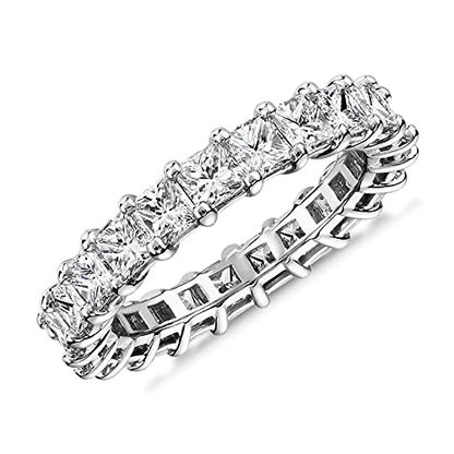 PAVOI 14K Gold Plated Rings with Cubic Zirconia Love and Stackable 3mm Princess Cut Rings for Women - color: White Gold