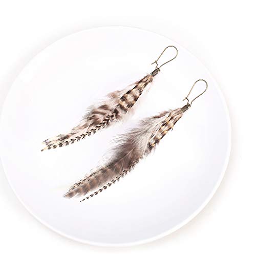 lureme Bohemian Multicolor Pheasant Feathers Dangle Earrings Handmade Natural Feather Earrings (er006314) - style: Style L