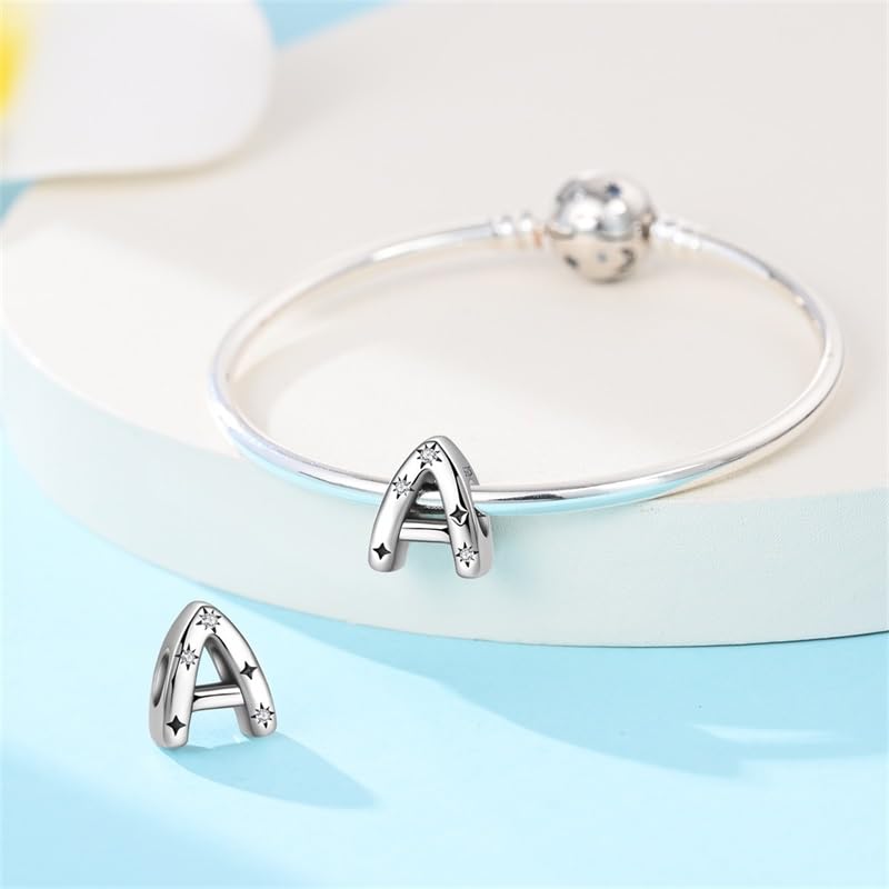 Gold Flower Family Charms for Bracelet Bead Charm for Women Jewelry Present - style: Letter A Charm
