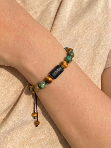 Zodiac Bracelet for Women and Men, Zodiac Sign Natural Stone Beaded Bracelet, Adjustable Horoscope Astrology Bracelet with Zodiac Card, Birthday Gift for Her Him - color: Leo