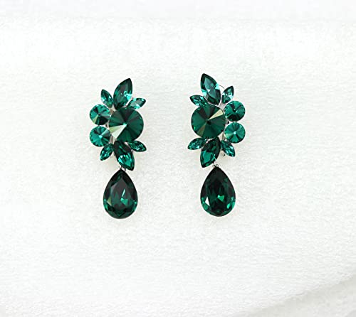 Faship Statement Dangling Floral Clip On Earrings For Women - color: Green
