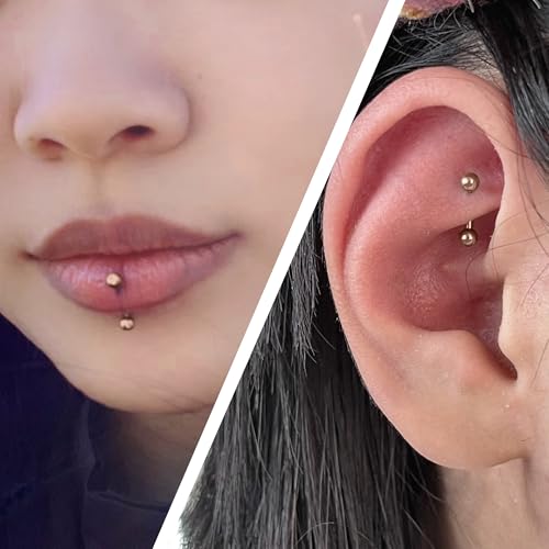 Rook Daith Piercing Jewelry 16G Stainless Surgical Steel Curved Barbell Eyebrow Rings Vertical Labret Lip Piercing Jewelry Rook Daith Earrings for Women Men 6MM 8MM 10MM Hypoallergenic - color: Rose Gold-6MM 8MM 10MM