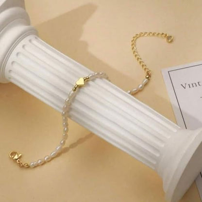 Pearl Bracelets for Women Dainty Gold Pearl Stretch Stackable Bracelet Bridesmaid Wedding Jewelry Gifts Prom Wedding Guest Dress - color: F:Gold Heart Bracelet