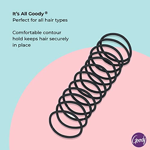 Goody Ouchless Hair Elastics – No Pull, No Breakage, Tangle-Free Hold for Thick, Curly, Coily & Textured Hair – 70 Count, Black, Long-Lasting Ponytail Holders for Women & Men