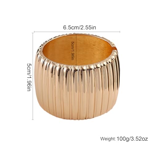 YMBYCM Gold Chunky Bangle Bracelets for Women | Trendy Wide Chunky Cuff Bracelets Wrap Bracelet Fashion Jewelry Accessories - color: F-G